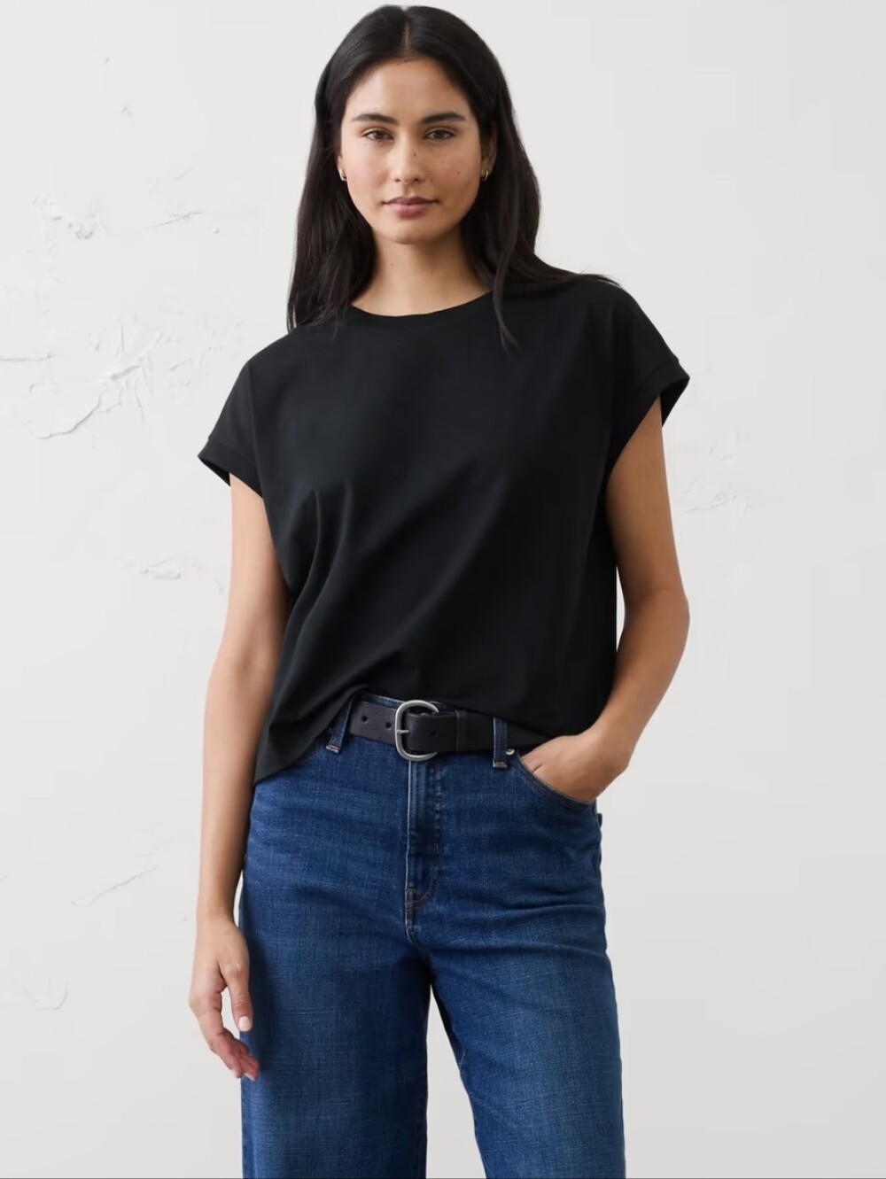 Banana Republic Premium Cotton Boxy Tee M NWT Black